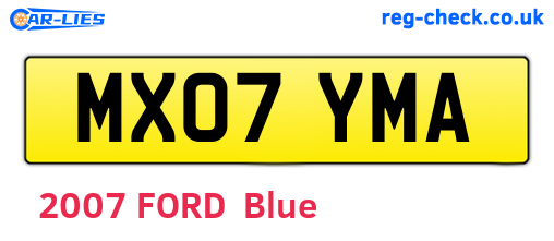 MX07YMA are the vehicle registration plates.