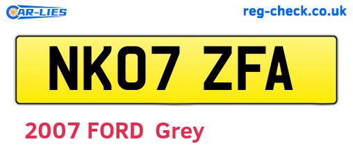 NK07ZFA are the vehicle registration plates.