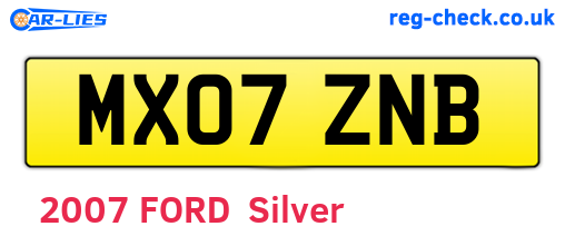 MX07ZNB are the vehicle registration plates.