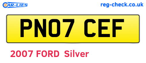 PN07CEF are the vehicle registration plates.