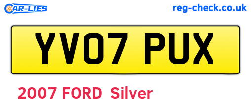 YV07PUX are the vehicle registration plates.