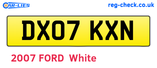 DX07KXN are the vehicle registration plates.