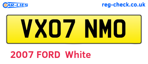 VX07NMO are the vehicle registration plates.