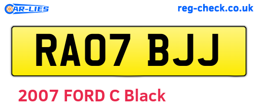 RA07BJJ are the vehicle registration plates.