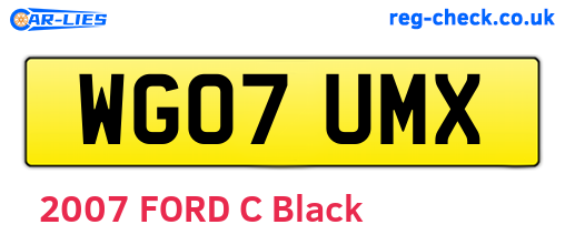 WG07UMX are the vehicle registration plates.