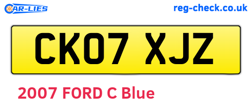 CK07XJZ are the vehicle registration plates.