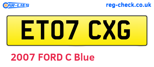 ET07CXG are the vehicle registration plates.