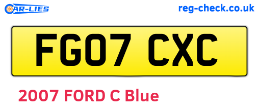 FG07CXC are the vehicle registration plates.