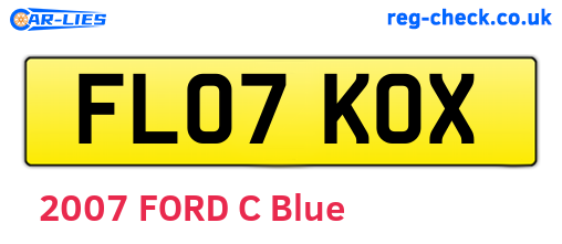 FL07KOX are the vehicle registration plates.