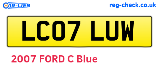 LC07LUW are the vehicle registration plates.