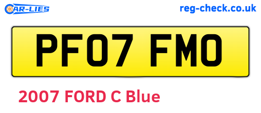 PF07FMO are the vehicle registration plates.