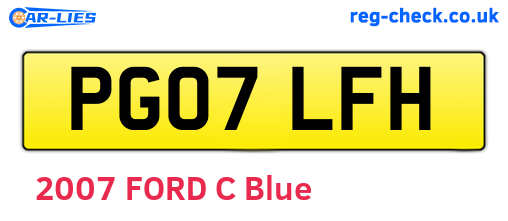 PG07LFH are the vehicle registration plates.