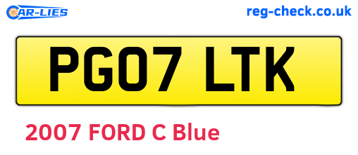 PG07LTK are the vehicle registration plates.