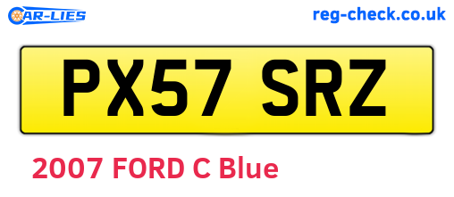 PX57SRZ are the vehicle registration plates.