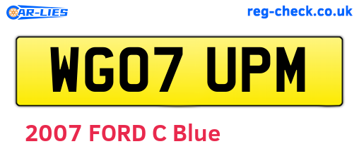 WG07UPM are the vehicle registration plates.