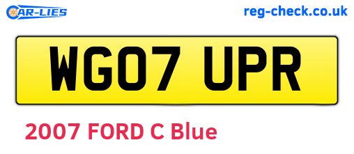 WG07UPR are the vehicle registration plates.