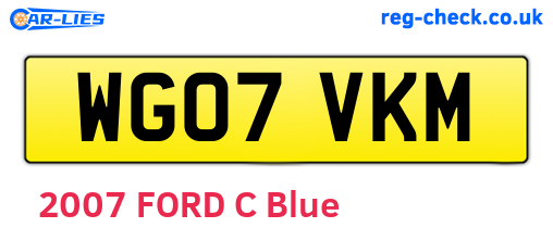 WG07VKM are the vehicle registration plates.