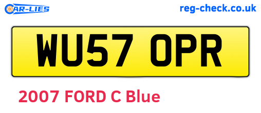 WU57OPR are the vehicle registration plates.