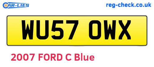 WU57OWX are the vehicle registration plates.