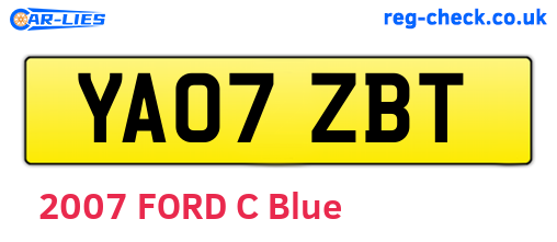 YA07ZBT are the vehicle registration plates.