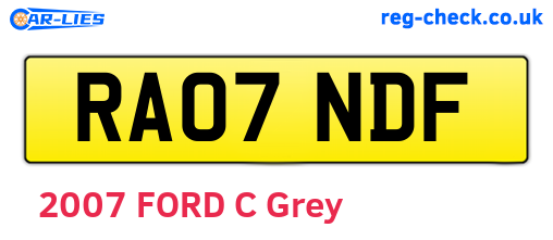 RA07NDF are the vehicle registration plates.
