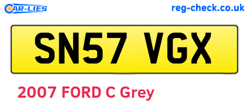 SN57VGX are the vehicle registration plates.