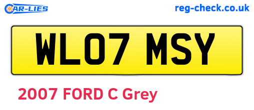WL07MSY are the vehicle registration plates.