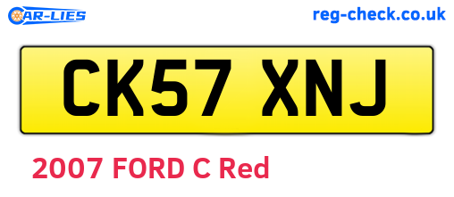CK57XNJ are the vehicle registration plates.