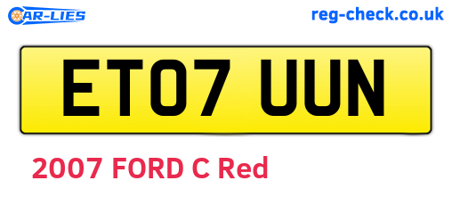 ET07UUN are the vehicle registration plates.