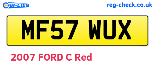 MF57WUX are the vehicle registration plates.