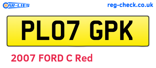 PL07GPK are the vehicle registration plates.