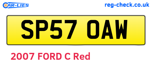 SP57OAW are the vehicle registration plates.