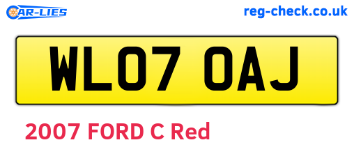 WL07OAJ are the vehicle registration plates.
