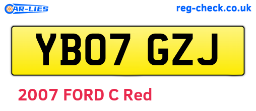 YB07GZJ are the vehicle registration plates.