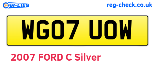 WG07UOW are the vehicle registration plates.