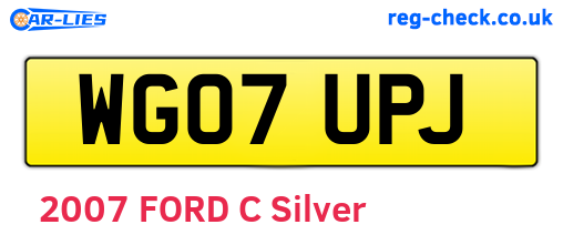 WG07UPJ are the vehicle registration plates.