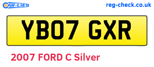 YB07GXR are the vehicle registration plates.