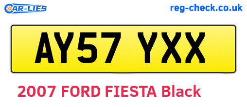 AY57YXX are the vehicle registration plates.