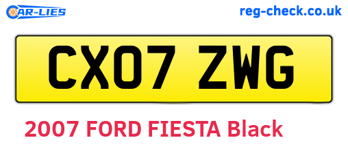 CX07ZWG are the vehicle registration plates.