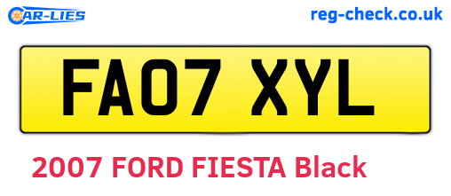 FA07XYL are the vehicle registration plates.