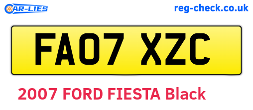 FA07XZC are the vehicle registration plates.