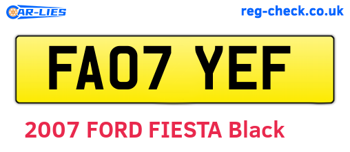 FA07YEF are the vehicle registration plates.