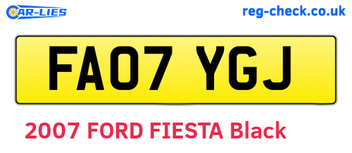 FA07YGJ are the vehicle registration plates.
