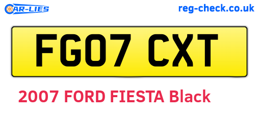 FG07CXT are the vehicle registration plates.