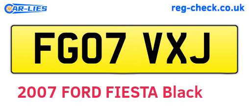 FG07VXJ are the vehicle registration plates.
