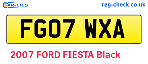 FG07WXA are the vehicle registration plates.