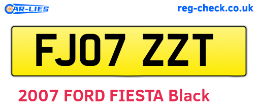 FJ07ZZT are the vehicle registration plates.