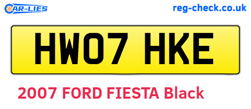 HW07HKE are the vehicle registration plates.