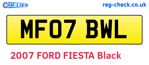 MF07BWL are the vehicle registration plates.