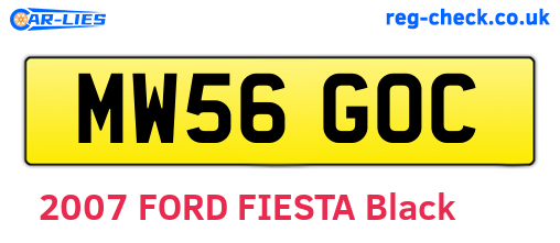 MW56GOC are the vehicle registration plates.